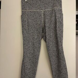 Athleta Salutation Slash Black and White Patterned Leggings